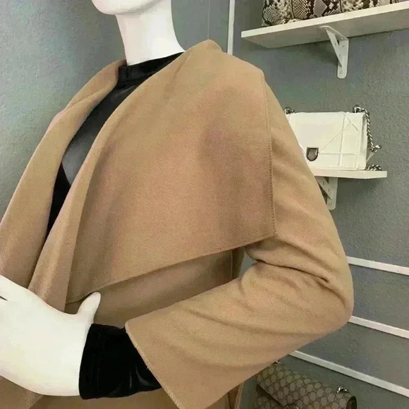 Boohoo Shawl Collar Belted Wrap Coat Size Small - Picture 4 of 13